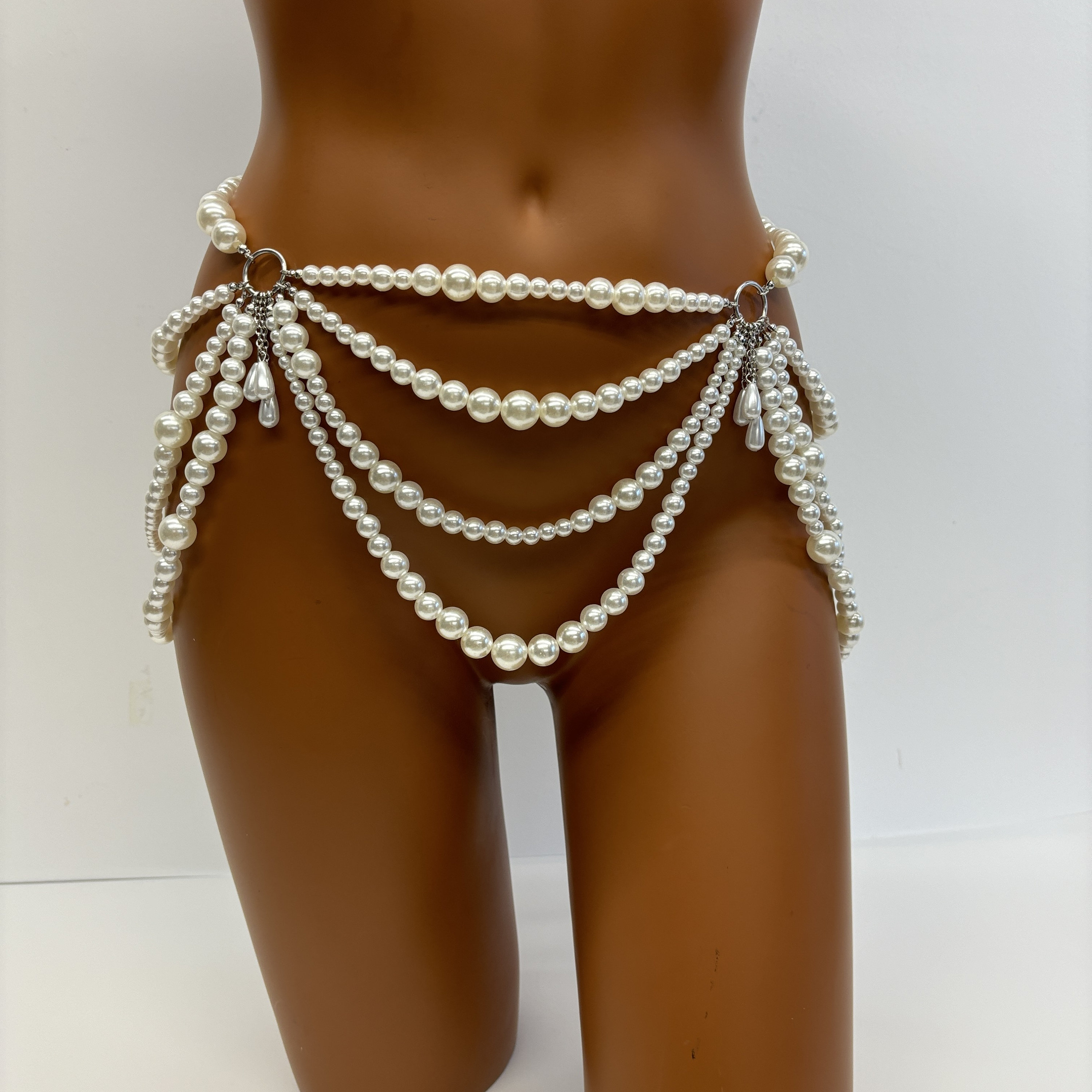 Pearl Gold waist Women’s belt waist accessories belly belt 42” Pearl Waist Chain | Homegrown Jewelry VT main image 4