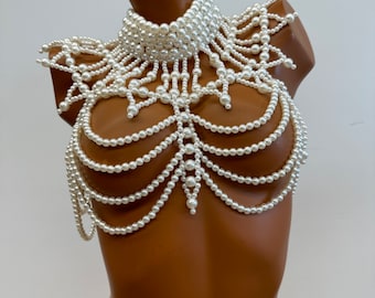 Women's Pearl Necklace Pearl Necklace Clothing Pearl Body Chain Jewelry Women's