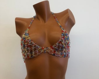 Colored gem beaded body chain/body chain jewelry/carnival clothing