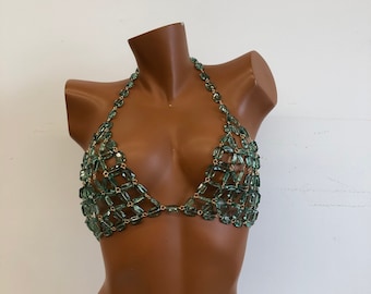 Damska bielizna bikini, body z kryształowym łańcuszkiem, biustonosz, Halloween
