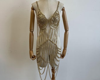 Gold Body Chain Dress: Festival Rave Outfit - Etsy