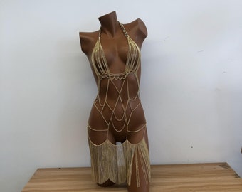 Sexy backless body chain vest bra body refining tassel party, metal body chains for women sex