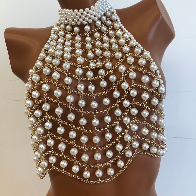 Pearl Body Chain Jewelry Fashion Underwear Chain Bra Chain Etsy