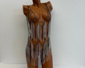 Carnival costumes, holiday body jewelry, dancer&#39;s belly button chain, chain dress, bra chain, give her a gift