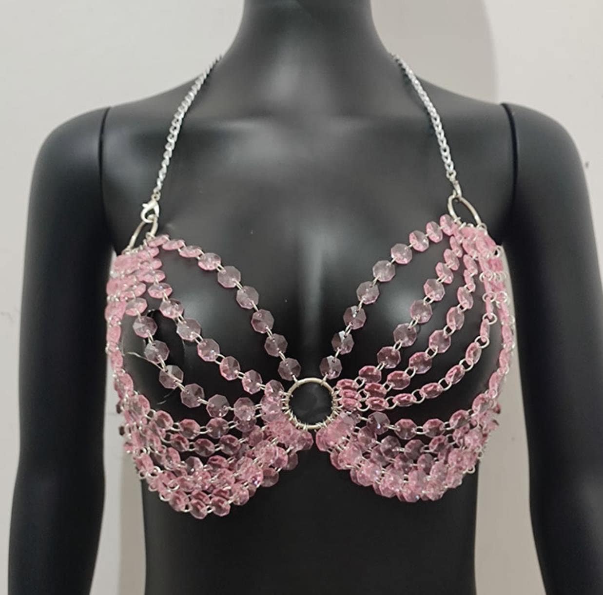 Candy Collection - Pink Chain Lace-Up Bra Top Harness – Unspoken