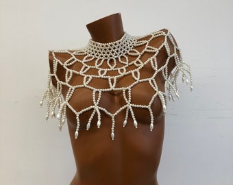 Handmade pearl body chain