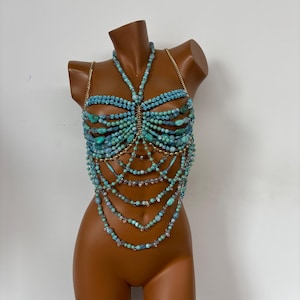 Haut orné de perles sur mesure, Bralette ornée de perles, Haut orné de perles, Bijoux de corps