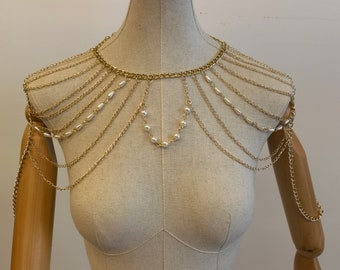 Body chain shoulder chain, pearl body chain shoulder chain, shoulder ornament