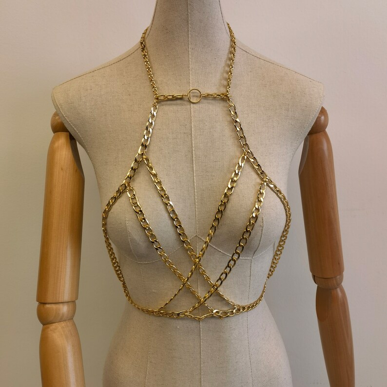 Large Thick Chest Chain Body Chain, Multi-layer Cross Body Chest Chain ...