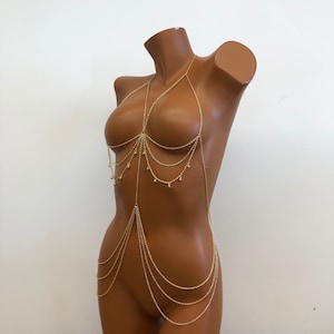 Sexy body chain bra, golden body chain, beach jewelry, sexy bikini, holiday jewelry,