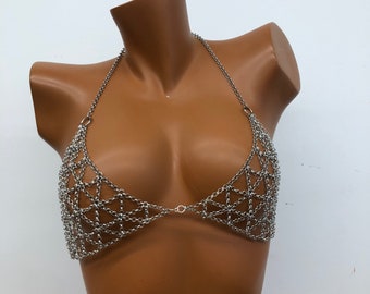 Soutien-gorge à chaîne - brassière argentée pour femme