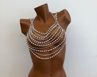 Soutien-gorge chaîne - Collier chaîne de corps tendance Bijoux de corps chaîne de soutien-gorge, Perle