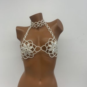 Pearl bra body chain, body chain bra