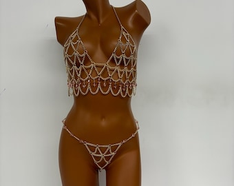 Double Body Chain. Body chain, belly chain, waist chain, body chain jewelry, chest harness, chain bra