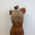 Pearl body personality necklace Women's pearl bra bib necklace Fashion clothing jewelry necklace, artificial pearls