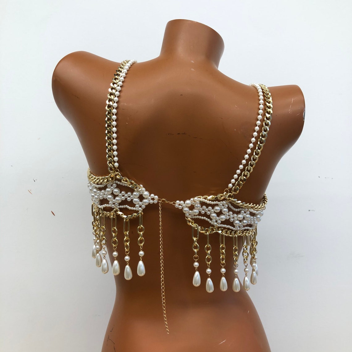 Faux pearl beaded body chain main image 0