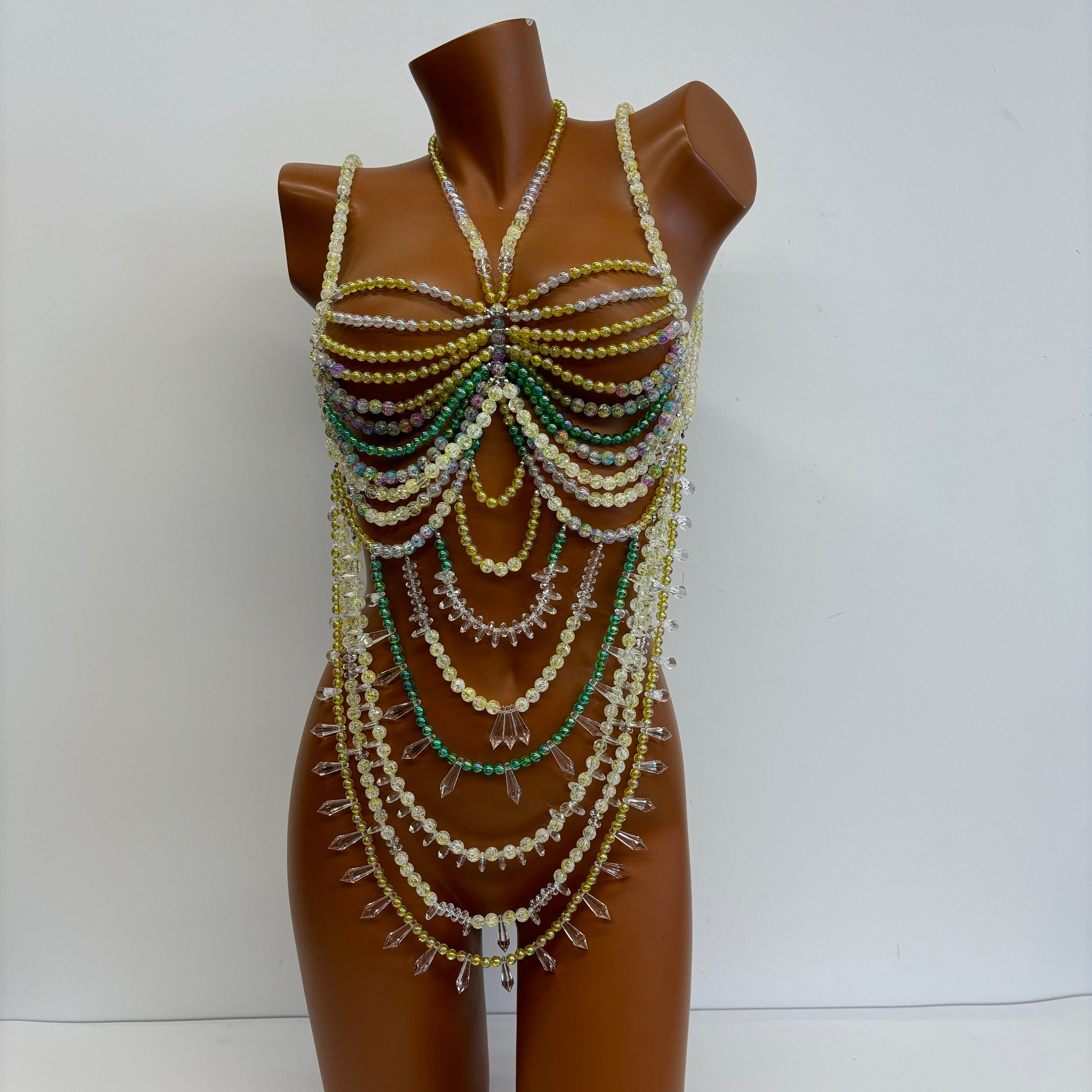 Sommer Meer Urlaub Kristall bunte Acryl Bikini Dessous Schmuck Körper ketten für