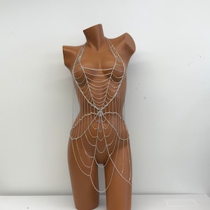 Body chain dress, holiday jewelry, body jewelry, body chain, chain dress