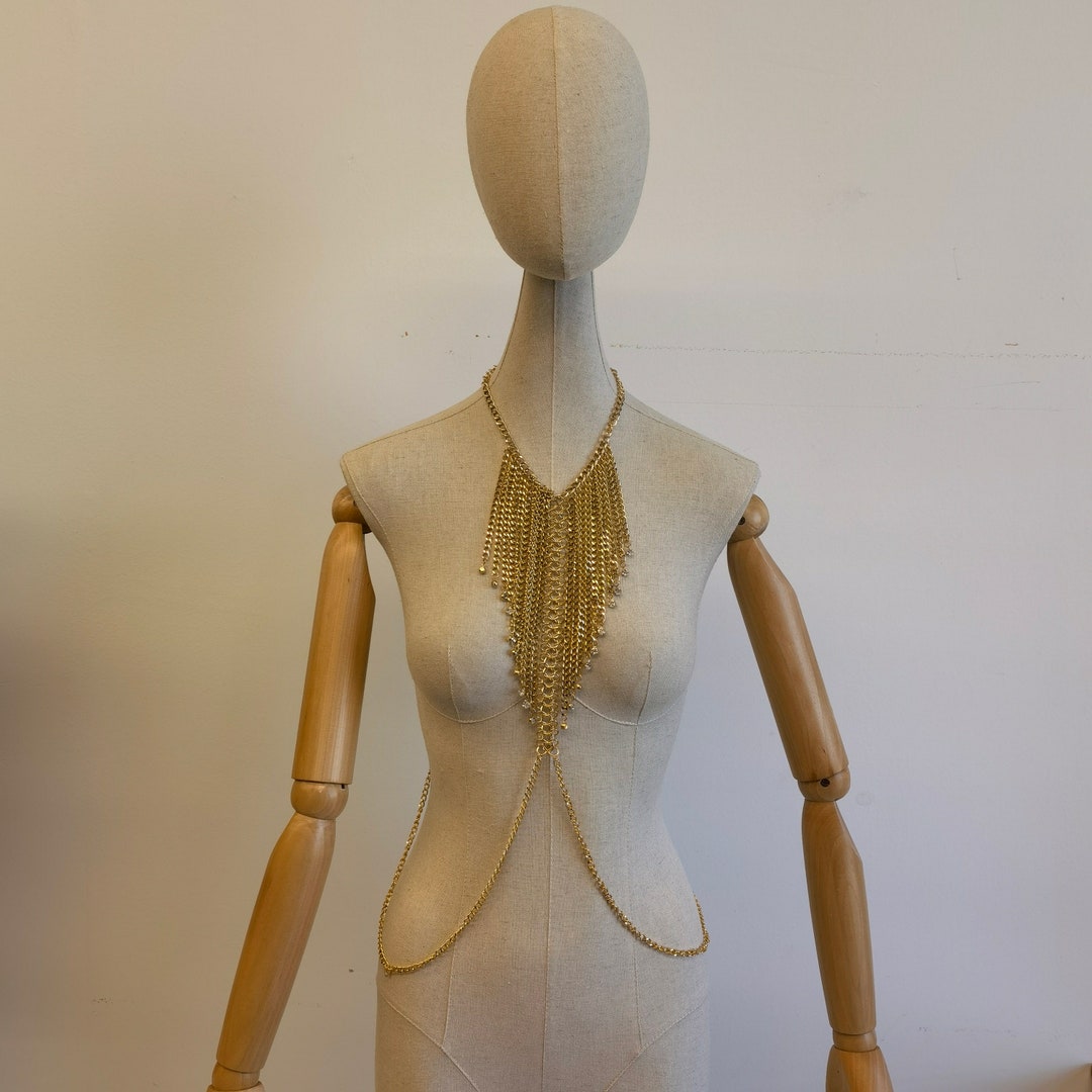 Body Chain Accessory Gold Tassel Body Chain, Necklace Body Chain, Rhinestone Bikini ...