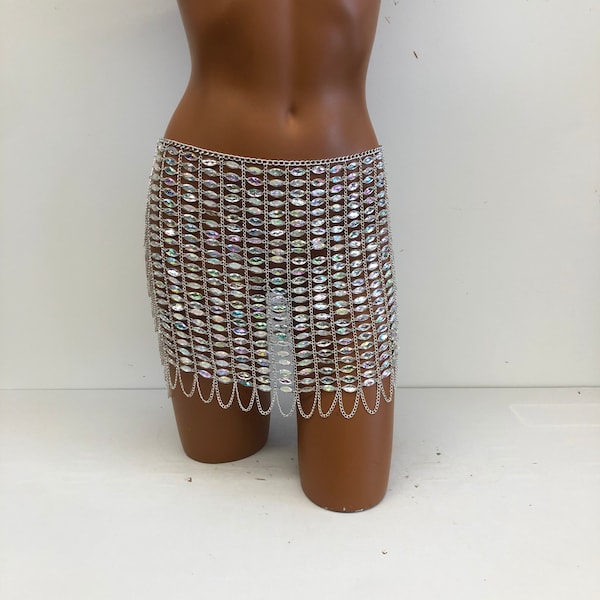 Kristall Körperkette Rock/Körperkette Taillenkette/Musik Festival Bunter Körperkettenrock