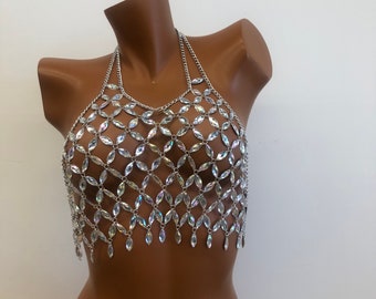 Brilliant gem body chain/body chain bra/body chain jewelry/dance clothing/carnival clothing