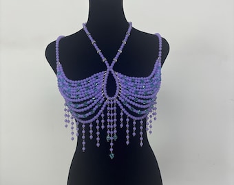Handmade Beaded Top , Crystal Top , Chain Top, Cover Up, Beach Wear
