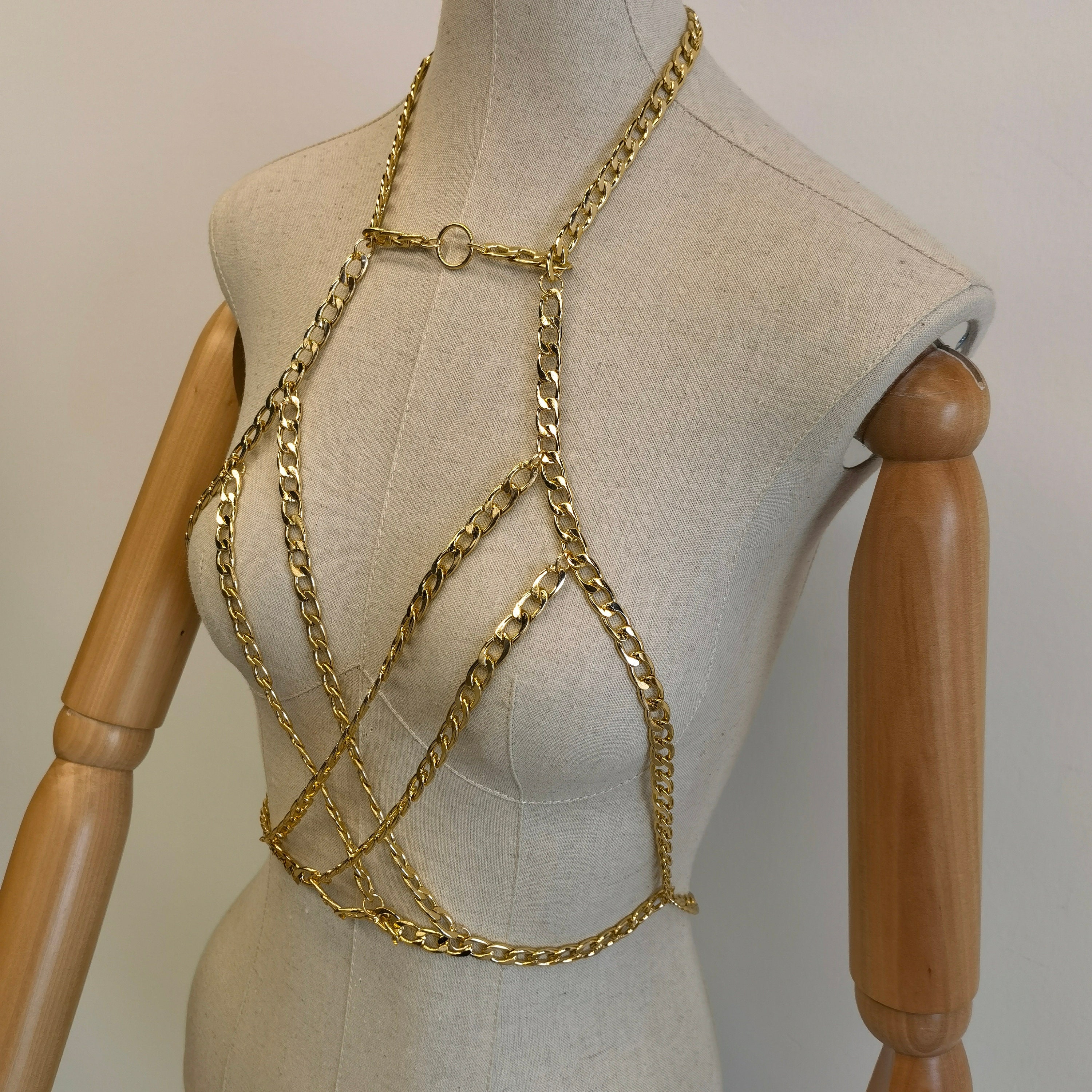 Large Thick Chest Chain Body Chain, Multi-layer Cross Body Chest Chain ...