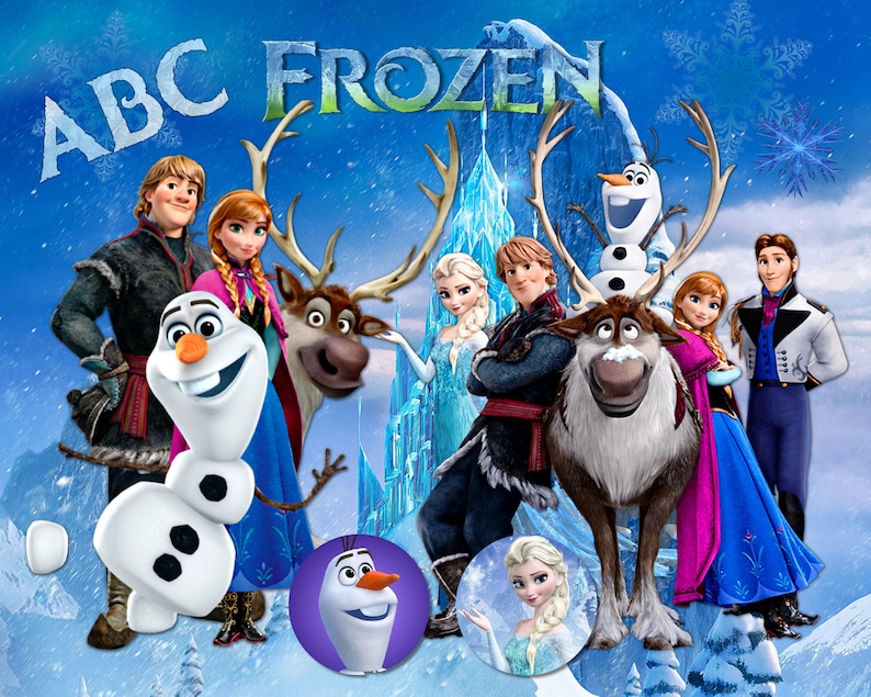 Frozen Clipart PNG, Frozen SVG, Princesa Frozen Elsa, Anna, Olaf, Dibujos animados de princesa congelada, Carteles congelados imagen 4