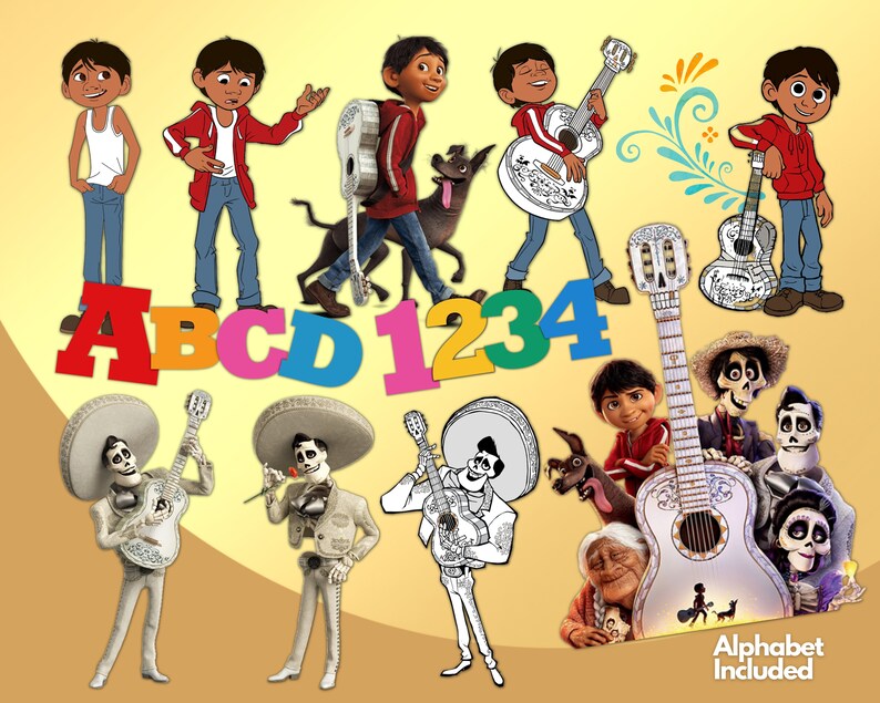 Coco Clipart PNG Miguel Rivera Coco Alphabet Coco Birthday Etsy
