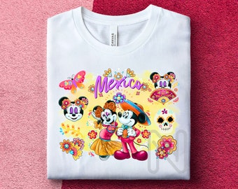 Mickey Mexico Sublimación PNG, Mickey y Minnie, El Día de Muertos, Camiseta Coco Party, Sublimación de Mickey Mouse
