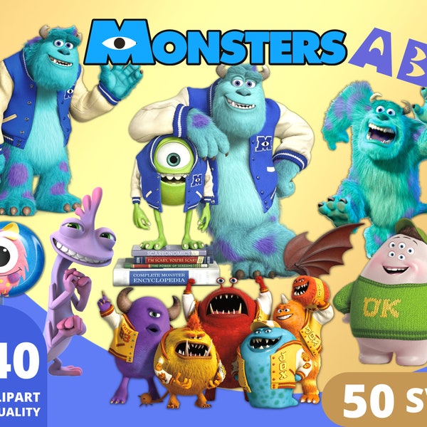 Monsters Inc. Clipart PNG, Monsters Layered SVG, Sully Mike Monsters, Monsters Printable Decor, Monsters Inc. Birthday Gifts