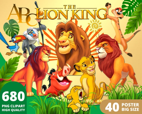 Lion King Clipart PNG, Simba Pumbaa Timone, Lion King Birthday Gifts, Lion King Cartoon Posters