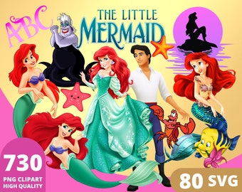 Clipart della Sirenetta PNG, Clipart della Principessa Ariel, Sott'acqua, Conchiglia, Sebastian, Passera di mare, Tritone, Regali di compleanno, Principessa PNG