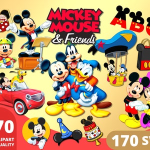 Mickey Mouse & Friends Clipart PNG, Mickey Mouse Layered SVG, Donald Duck, Goofy, Daisy, Pluto, Mickey Mouse Geburtstagsgeschenke