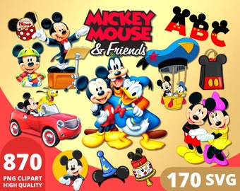 Mickey Mouse & Friends Clipart PNG, Mickey Mouse Layered SVG, Donald Duck, Goofy, Daisy, Pluto, Mickey Mouse Geburtstagsgeschenke