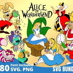Alicja w Krainie Czarów SVG Bundle, Alicja w Krainie Czarów Clipart, Alicja w Krainie Czarów plik do cięcia, Sylwetka do druku, Alicja Warstwowa SVG