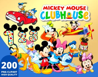 Mickey Clubhouse Clipart PNG, Mickey Party Theme, Mouse Friends, Mickey Baby, Wrapping Papers, Mickey Clubhouse Illustration