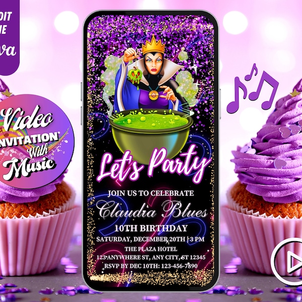 Villains Birthday Video Invitation, Villains Musical Video, Editable Template, Any Age, DIY Musical Video Evites