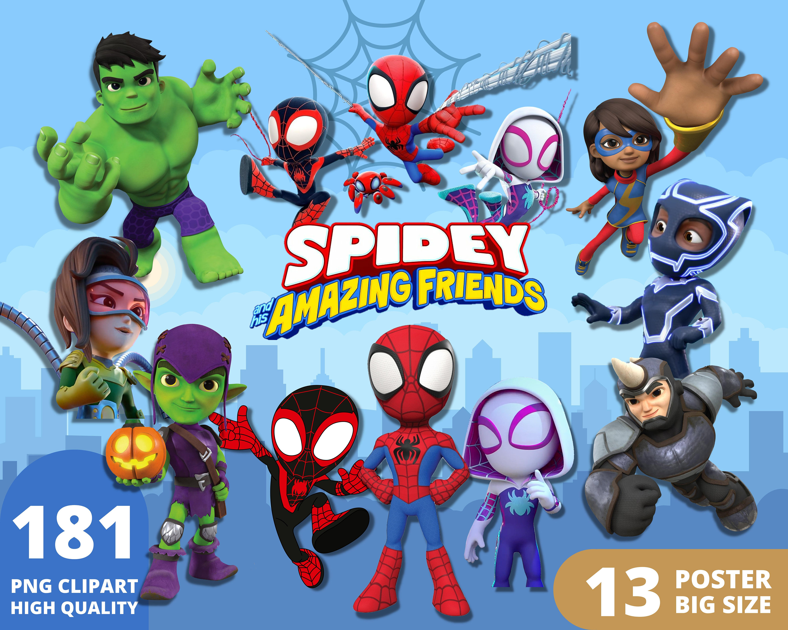 Spidey and His Amazing Friends Clipart PNG Kid Spiderman - Etsy Hong Kong