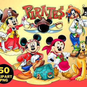 Mickey Pirates Clipart PNG, Mickey Mouse und seine Freunde, Mickey Captain und Freunde, Piraten Illustration, Mickey Piraten Cartoon