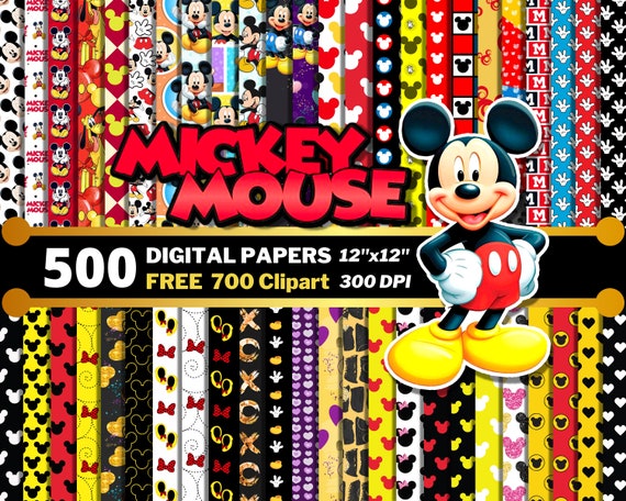 Mickey Mouse Digital Papers, Mickey Mouse & Friends Clipart PNG