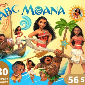 Moana Clipart PNG, Moana Layered SVG, Princess Moana Birthday, Maui Print, Moana Font, Moana Cartoon