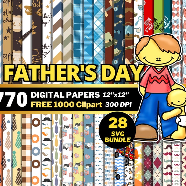 Father’s Day Digital Papers, Happy Father’s Day Clipart PNG, Father Birthday Gifts, Wrapping Papers, Father’s Day Seamless Patterns