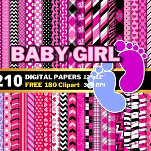 Baby Girl Afro Digital Papers, Baby Girl Clipart PNG, African Baby Girl, Birthday Wrapping Papers, Baby Girl Seamless Patterns