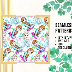 Frozen Seamless Papers, Princess Digital Papers, Princess Frozen, Elsa Anna Cartoon, Gift Wrapping, Fabric Patterns