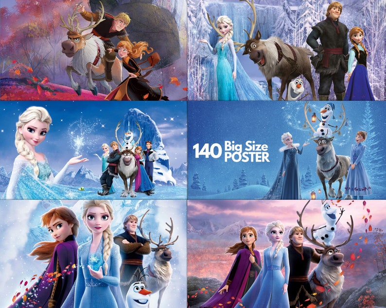 Frozen Clipart PNG, Frozen SVG, Princesa Frozen Elsa, Anna, Olaf, Dibujos animados de princesa congelada, Carteles congelados imagen 7