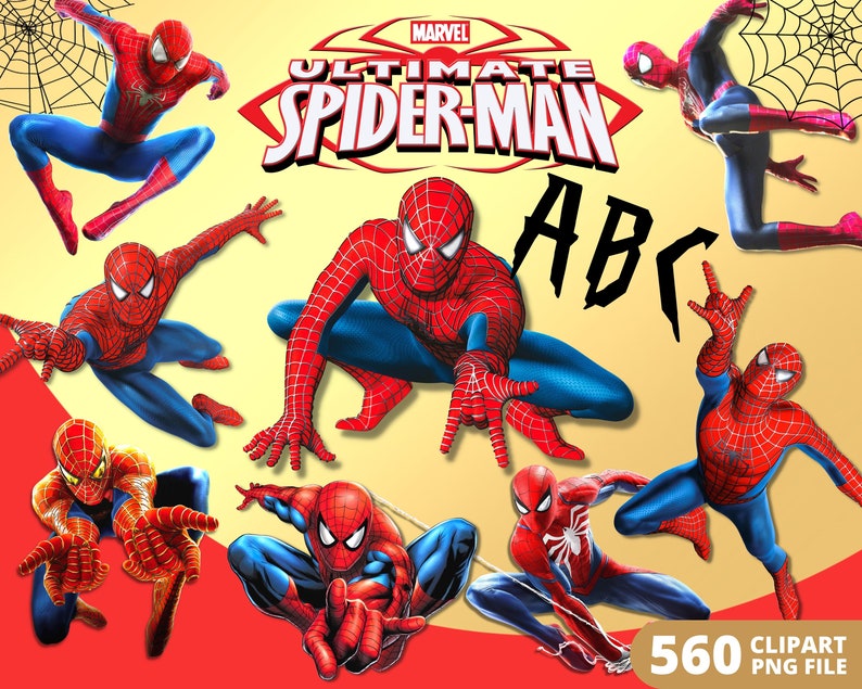 Spider-Man Digital Papers, Superhero Spiderman Clipart PNG, Birthday Wrapping Papers, Marvel Avengers Spiderman Seamless Patterns image 2