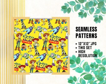 Toy Story Seamless Papers, Woody Digital Papers, Buzz Lightyear, Kids Birthday Gifts, Woody Wrapping Papers, Toy Story Fabric Patterns