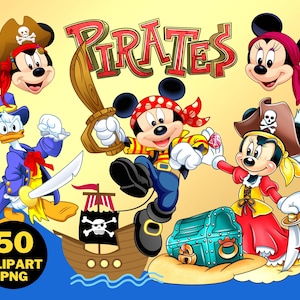 Micky Piraten Clipart PNG, Micky Maus und seine Freunde, Micky Kapitän und Freunde, Piraten Illustration, Mickey Piraten Cartoon