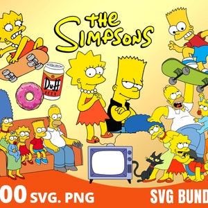 Paquete SVG de Los Simpson, imágenes prediseñadas PNG de Los Simpson, familia de Los Simpson, sublimación de Los Simpson, archivos de corte de dibujos animados